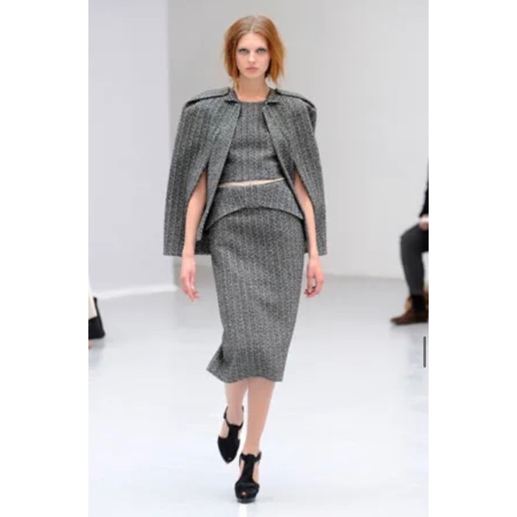 RM ROLAND MOURET Gray Tweed Wool Pencil Skirt SZ 8 - Picture 2 of 14